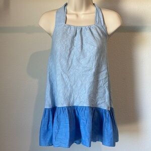 Sachin + Babi x Anthropologie Blue Linen Halter Colorblock Tunic Top